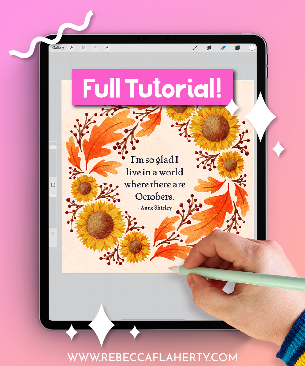 Easy Autumn Wreath Tutorial in Procreate - Rebecca Flaherty